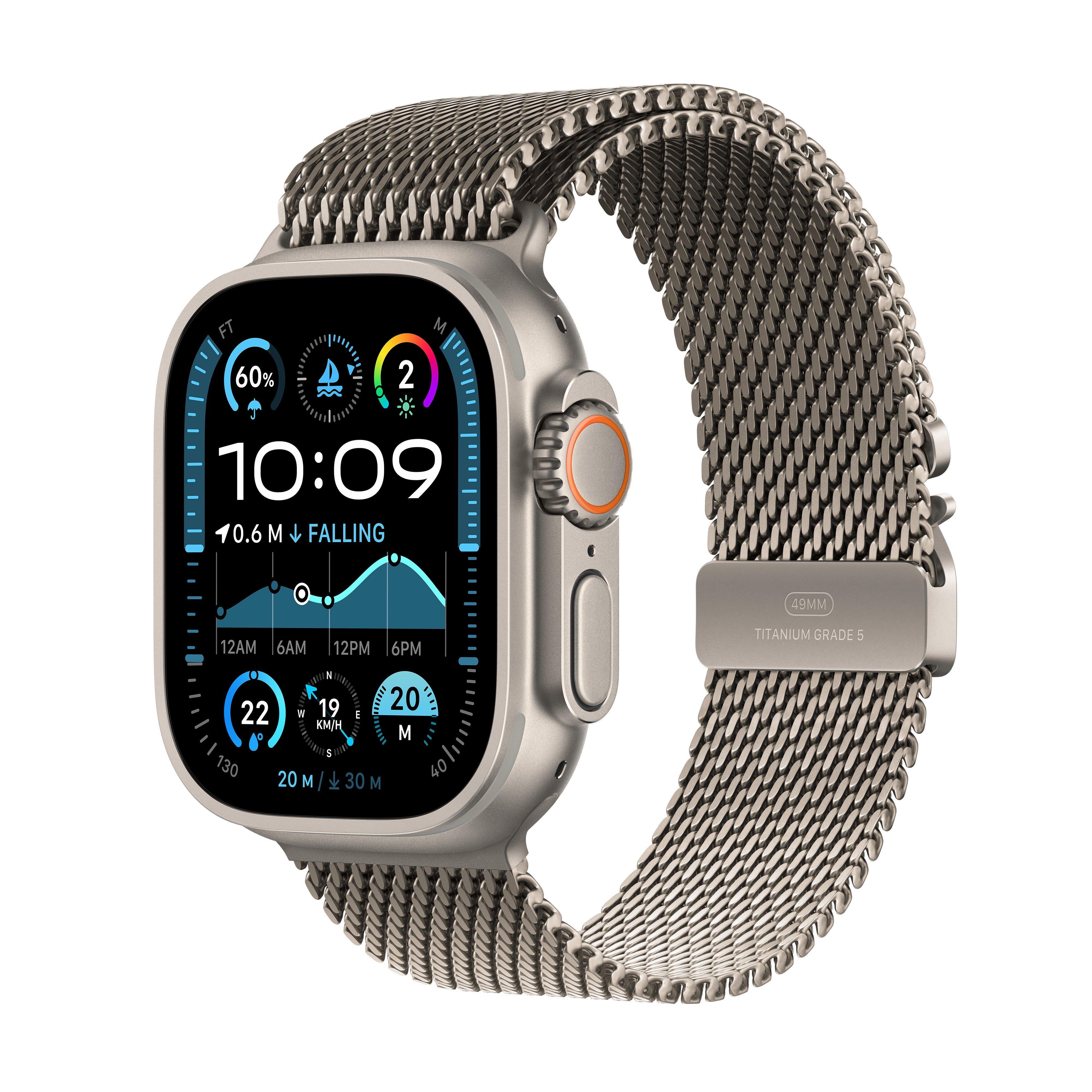 

Apple watch ultra 2 gps + cellular 49mm natural titanium case with natural titanium mil...