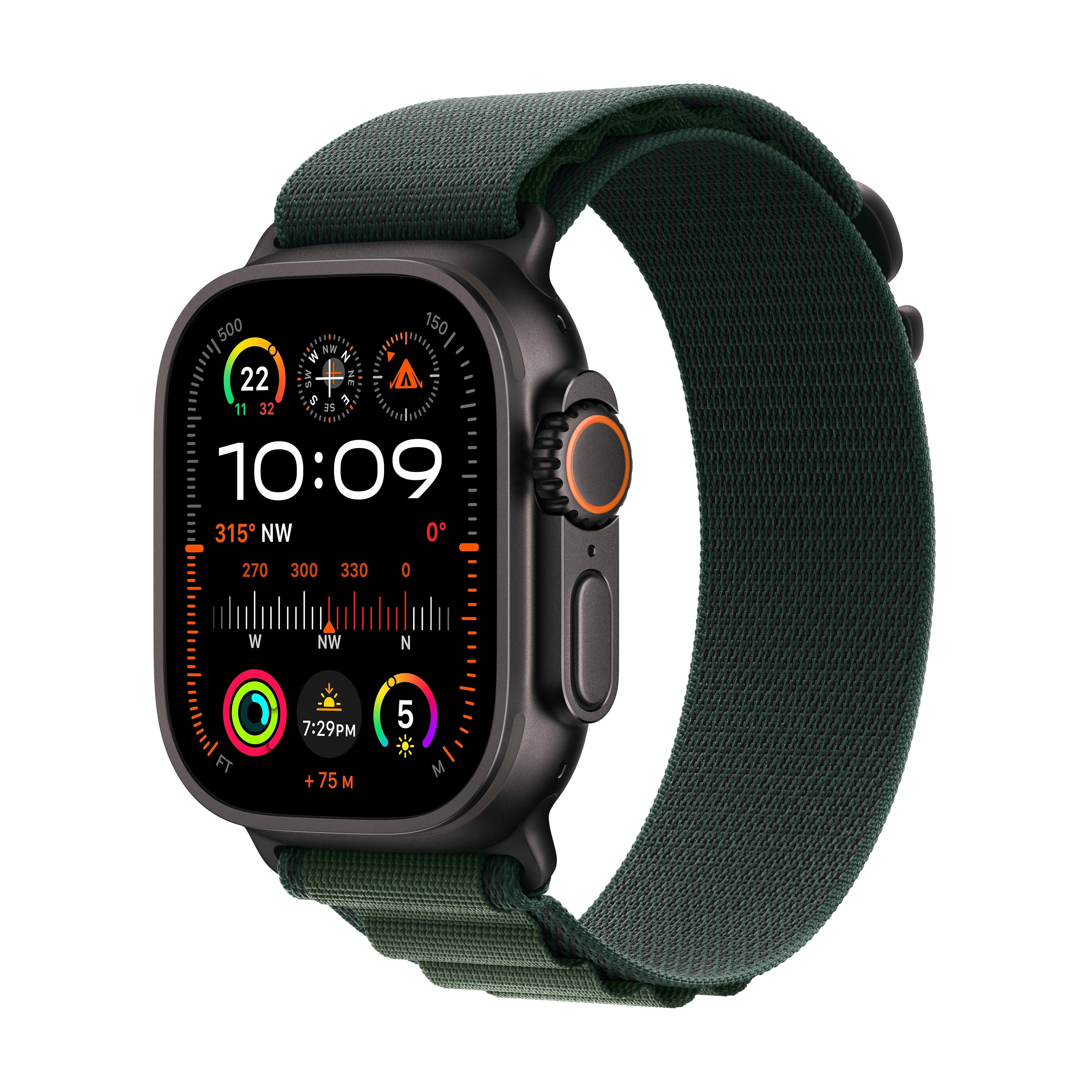 

Apple watch ultra 2 gps + cellular 49mm black titanium case with dark green alpine loop...