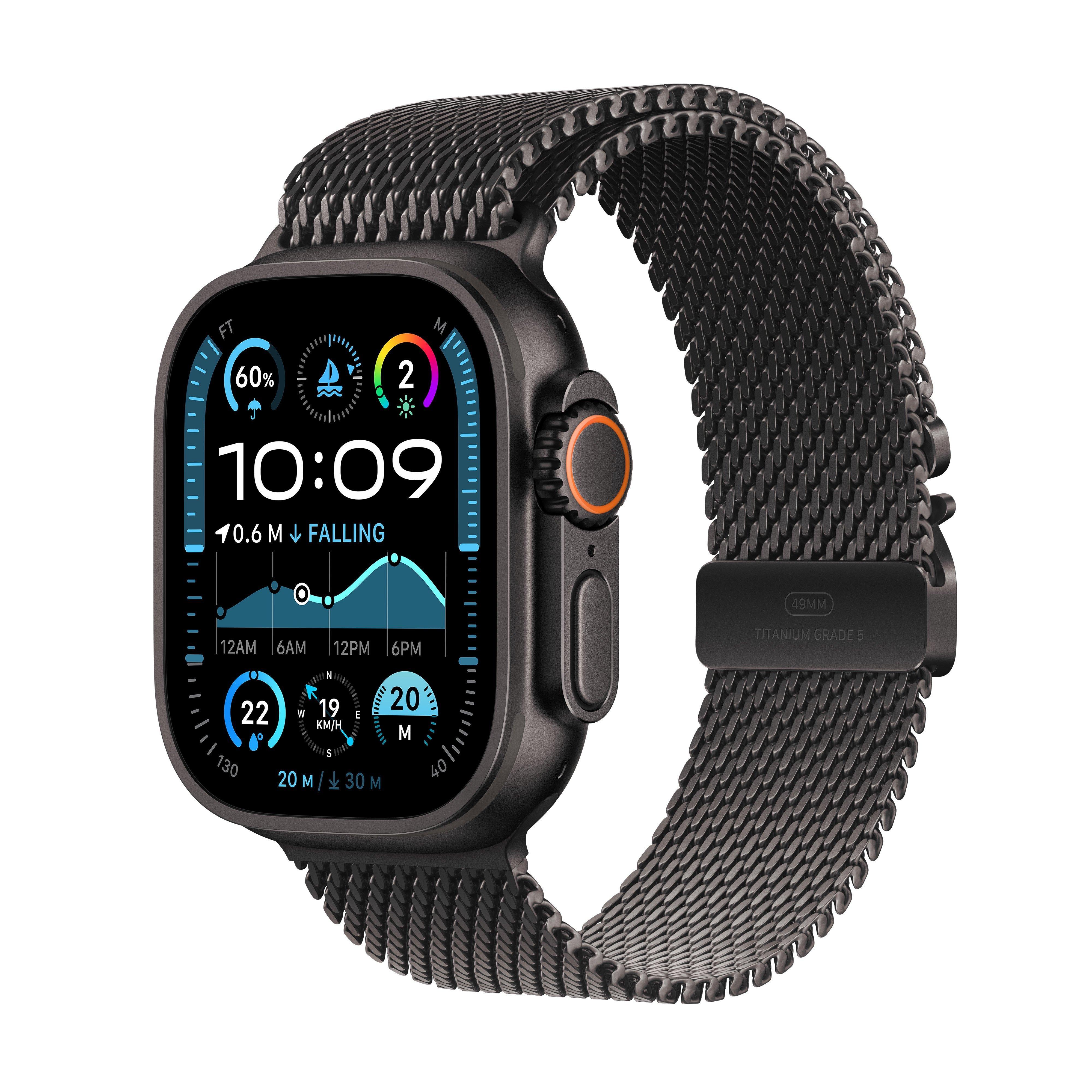 

Apple watch ultra 2 gps + cellular 49mm black titanium case with black titanium milanes...