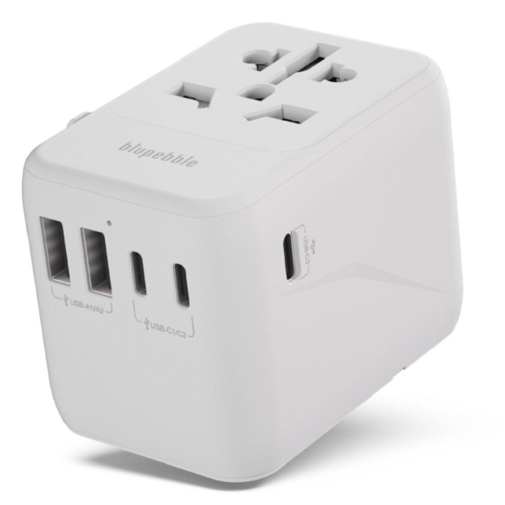 

Bluepebble passport 5 world travel adapter with 3 usb-c & 2 usb-a, 35w, bp-tvl005-w...