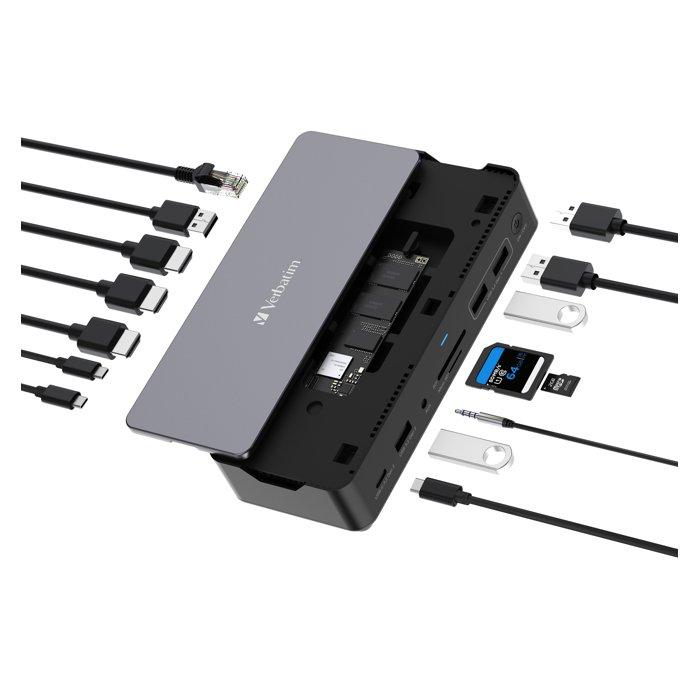

Verbatim usb-c pro docking station 15-in-1 with integrated ssd - silver
