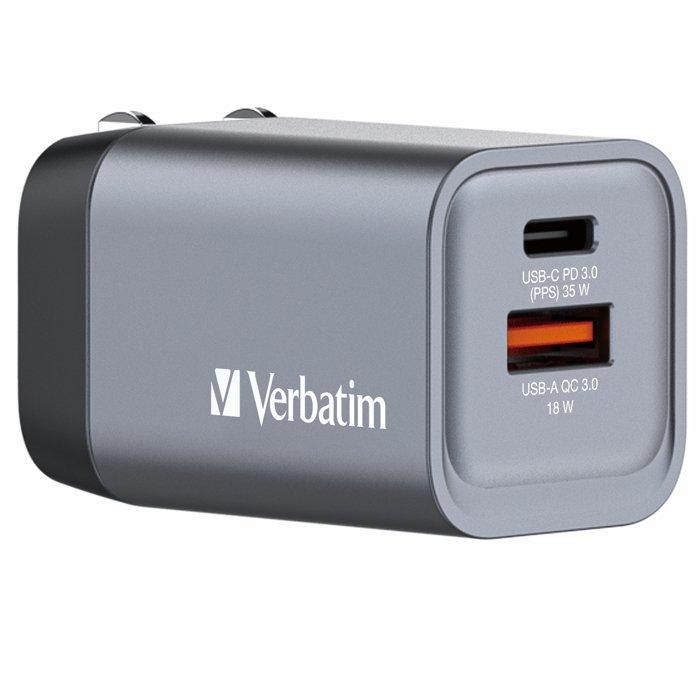 

Verbatim 35w 2-port gan wall charger, 32200 - silver