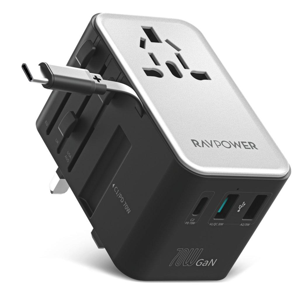 

Ravpower gan 70w travel charger with usb-c to usb-c cable, rp-pc1061 – black