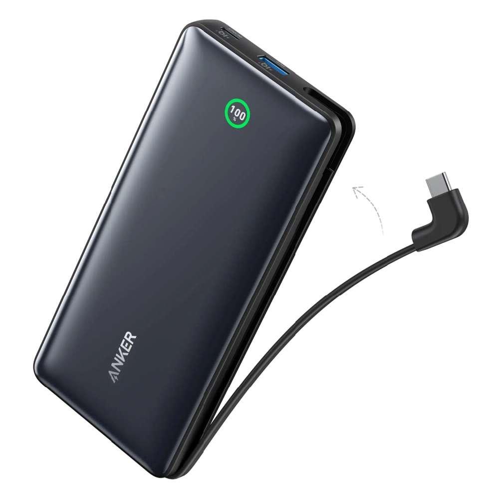 

Anker nano 20000mah power bank built-in usb-c cable, 30w, a1387h11 - black