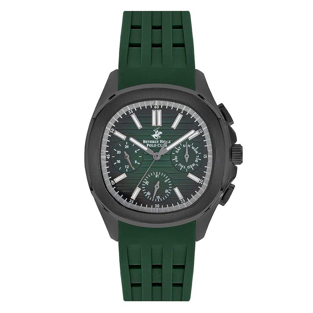 

Beverly hills polo men's watch, multifunction, silicone strap, 42mm, bp3211x. 377 - green