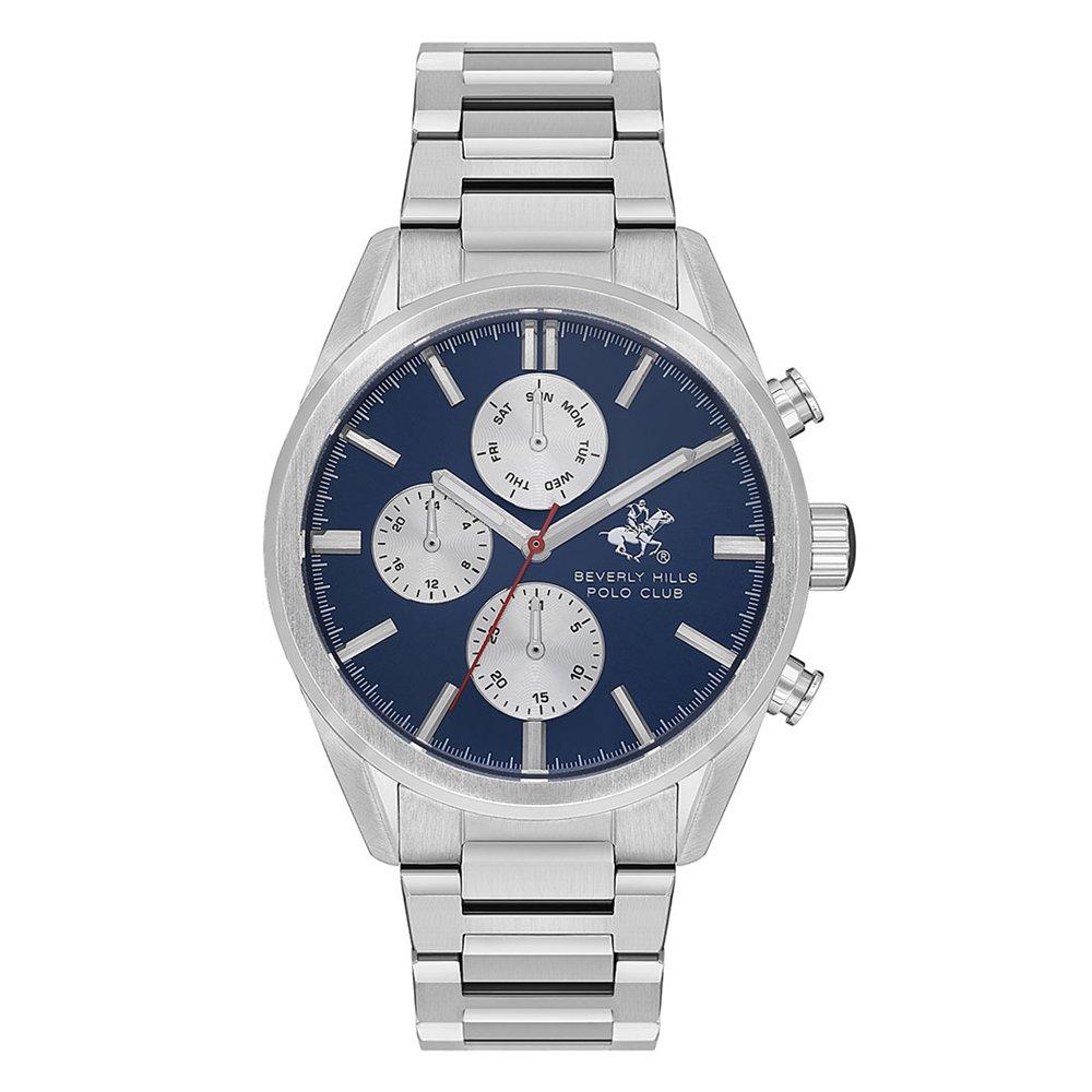 

Beverly hills polo men's watch, multifunction, metal strap, 43mm, bp3633x. 390 - silver