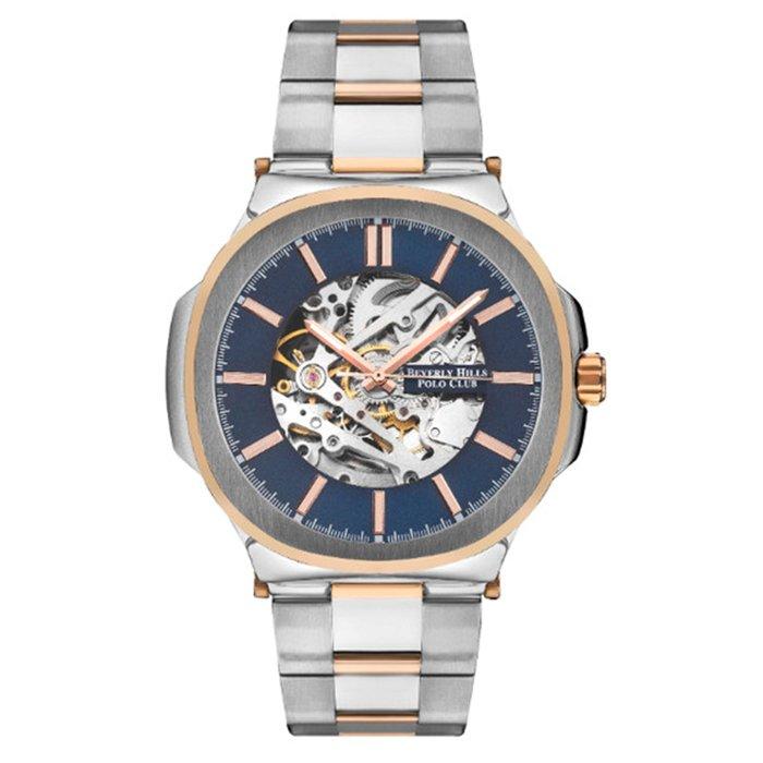 

Beverly hills polo men's watch, mechanical, metal strap, 48mm, bp3635x. 590 – silver