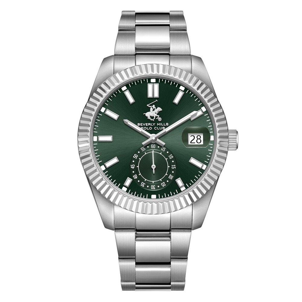 

Beverly hills polo men's watch, analog, metal strap, 42mm, bp3652x. 370 – silver