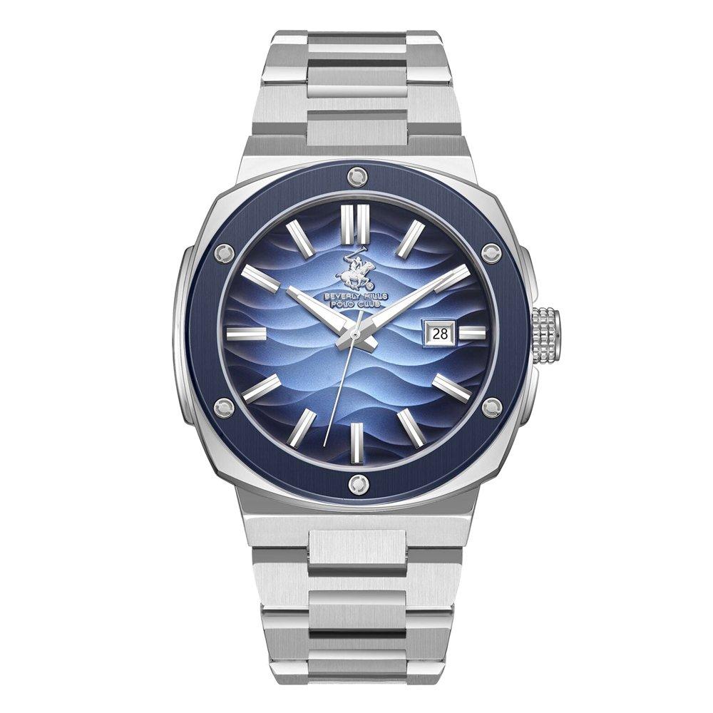 

Beverly hills polo men's watch, analog, metal strap, 42mm, bp3655x. 303 – silver