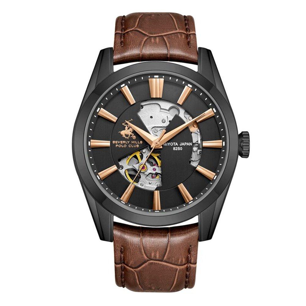 

Beverly hills polo men's watch, automatic, leather strap, 44mm, bp3662x. 652 – dark brown