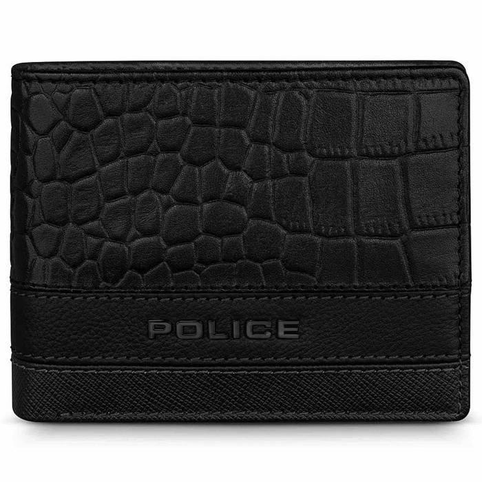 

Police mens leather wallet with addon card holder, pelgw2204301 - black