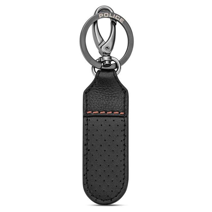 

Police orion mens leather perforated keyring, pelgk2205001 - black