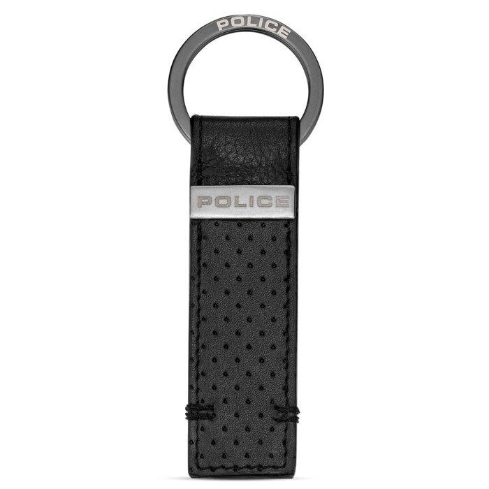 

Police orion mens leather perforated keyring, pelgk2205002 - black