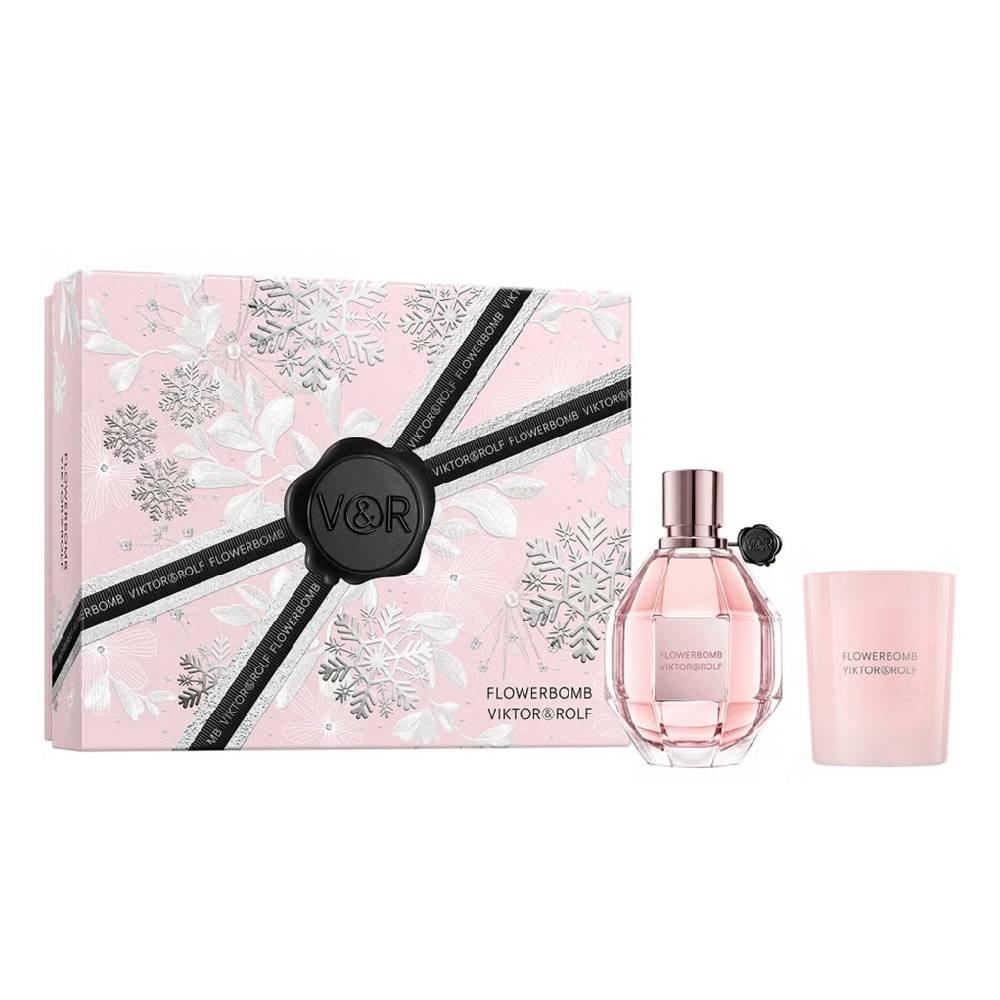 

Viktor & rolf flowerbomb eau de parfum 100ml candle gift set, vrpe209900