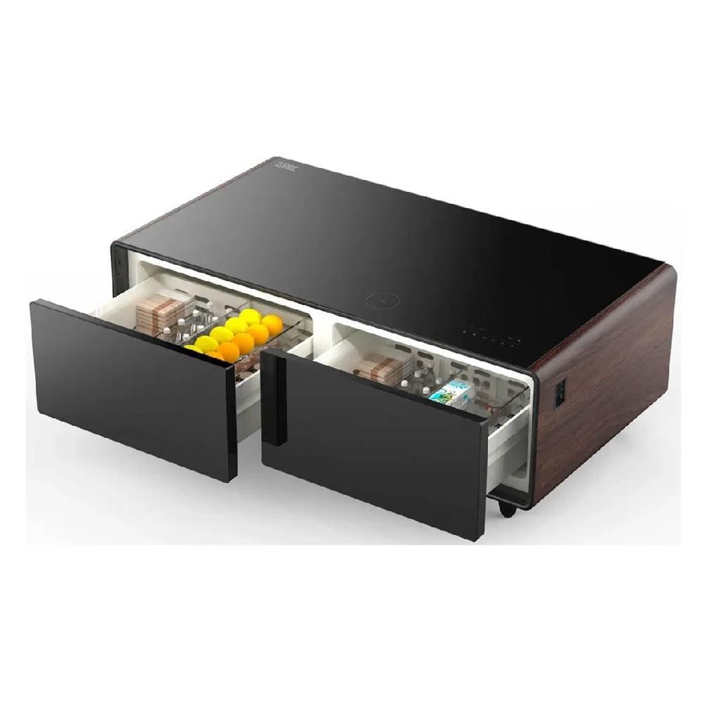 

Timber smart table with two fridge drawers and bluetooth speakers, 135l - wooden