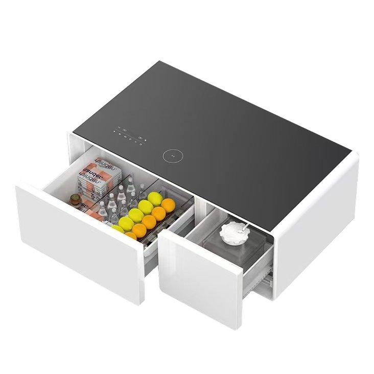 

Timber smart table with refrigerator + freezer drawers, 90l - white