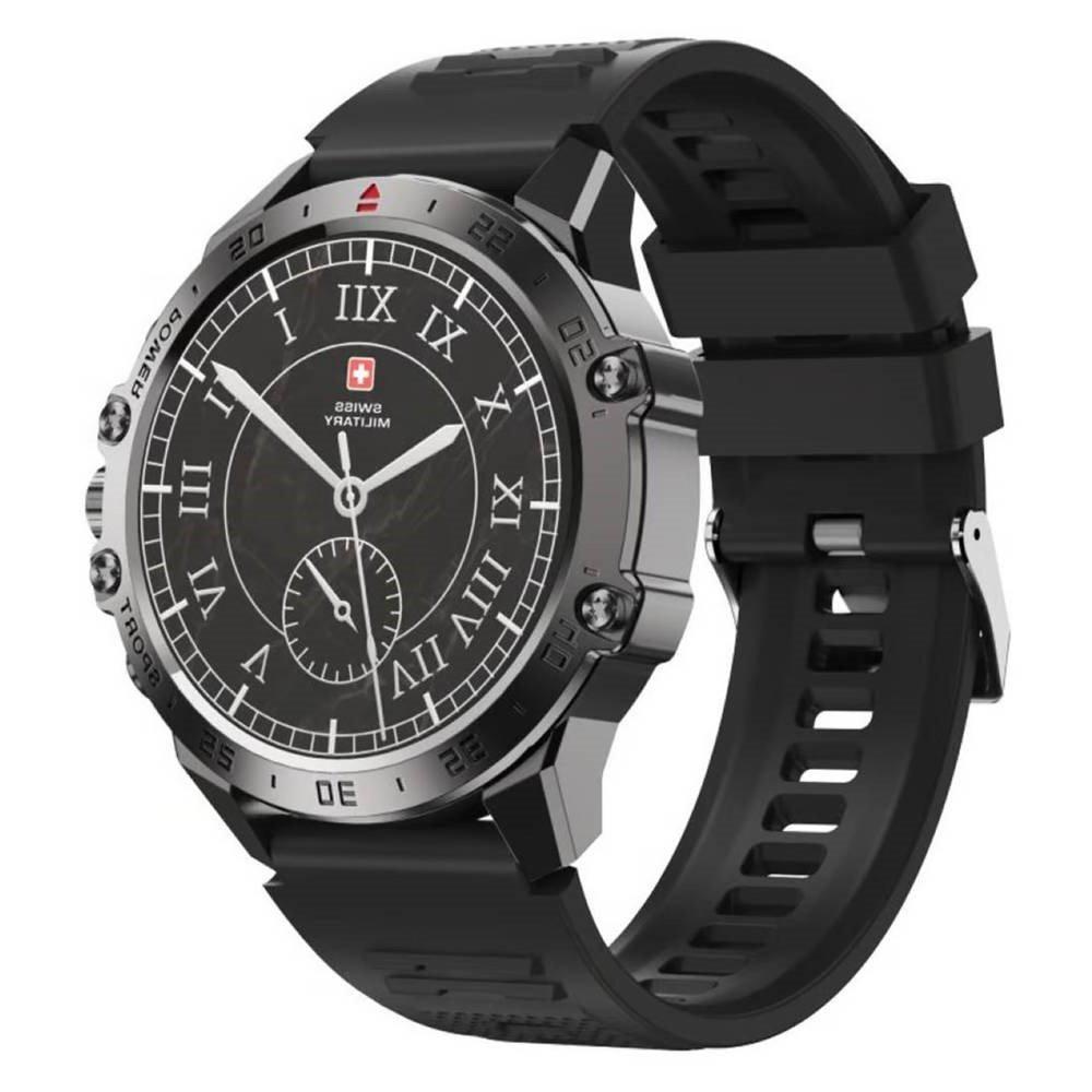 

Swiss military dom 5 smart watch, 1. 43 inch amoled display silver metal frame with sil...