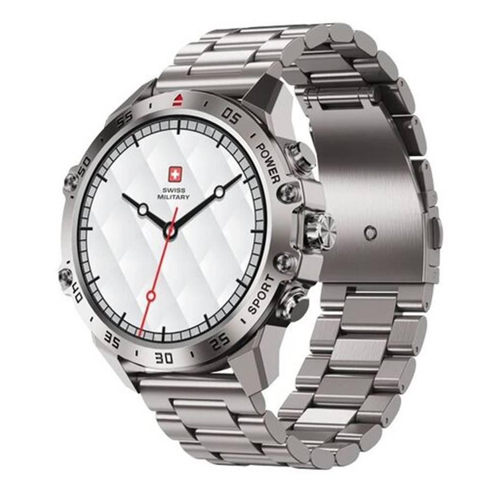 

Swiss military dom 5 smart watch, 1. 43 inch amoled display silver metal frame with met...