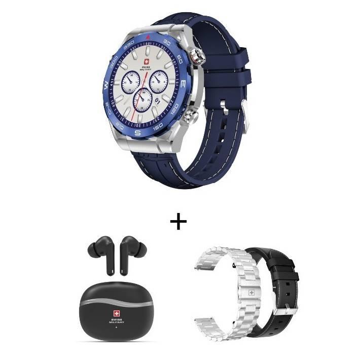 

Swiss military dom3 smart watch, 1. 43" amoled screen​ with victor4 tws earbuds +...