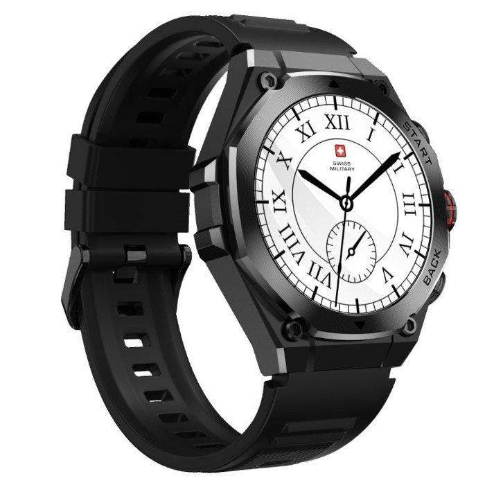 

Swiss military dom 6 smart watch gun metal frame with silicon strap - black​