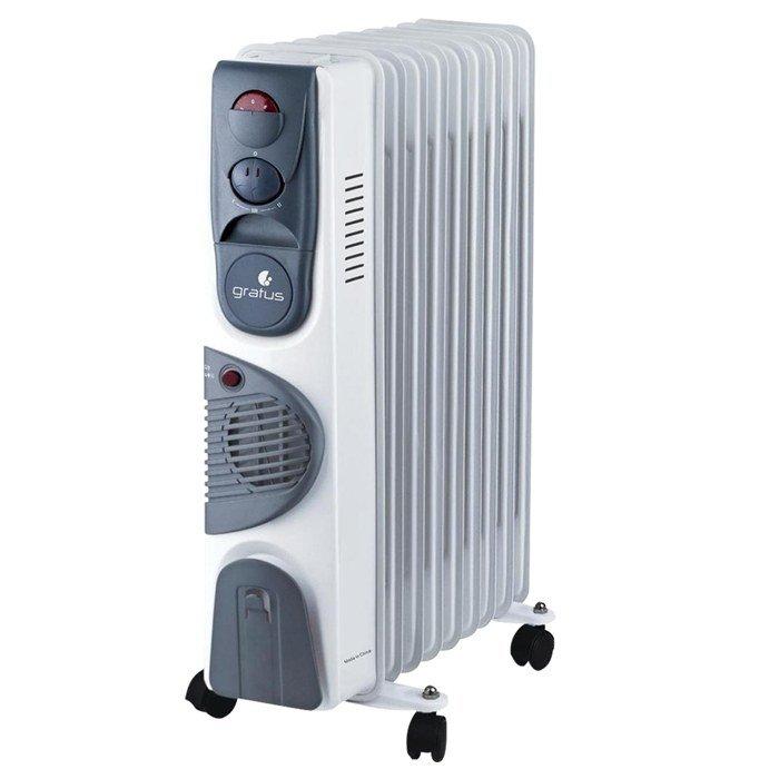 

Gratus 13 fins oil heater 2900w, 3 heat settings, ght1329atb - white