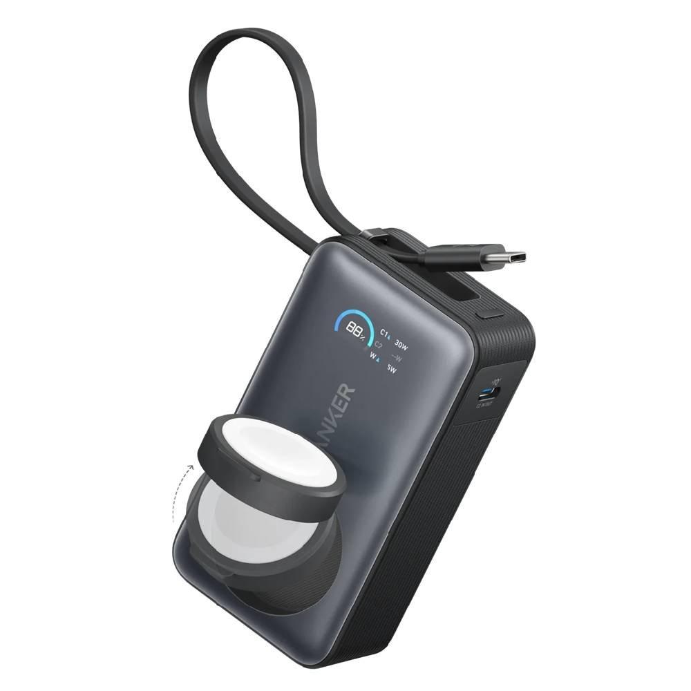 

Anker nano power bank 10000mah, 30w, built-in usb-c cable a1657h11 - black