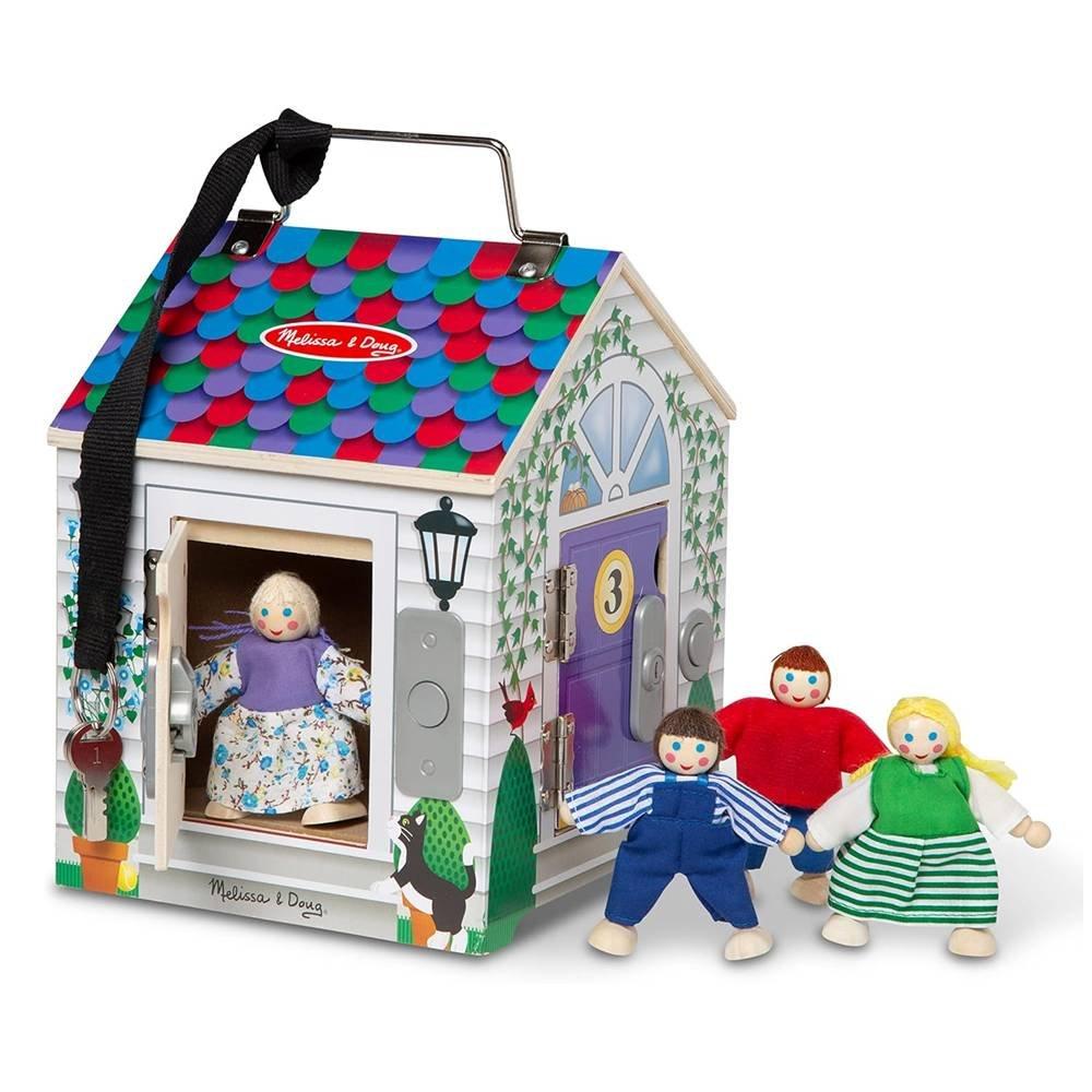 

Melissa & doug take-along wooden doorbell dollhouse, 2505 - multicolor