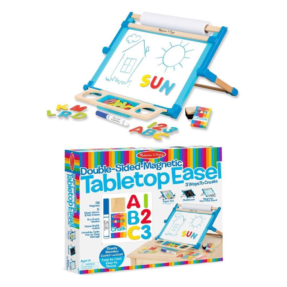 

Melissa & doug double-sided magnetic tabletop art easel, 12790 - white & blue