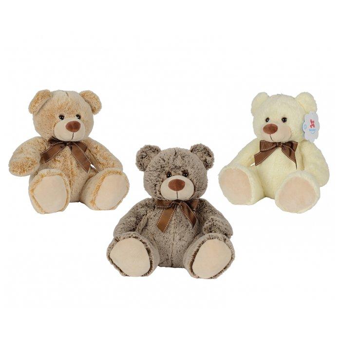 

Nicotoy sitting bear with ribbon 26cm - dark brown