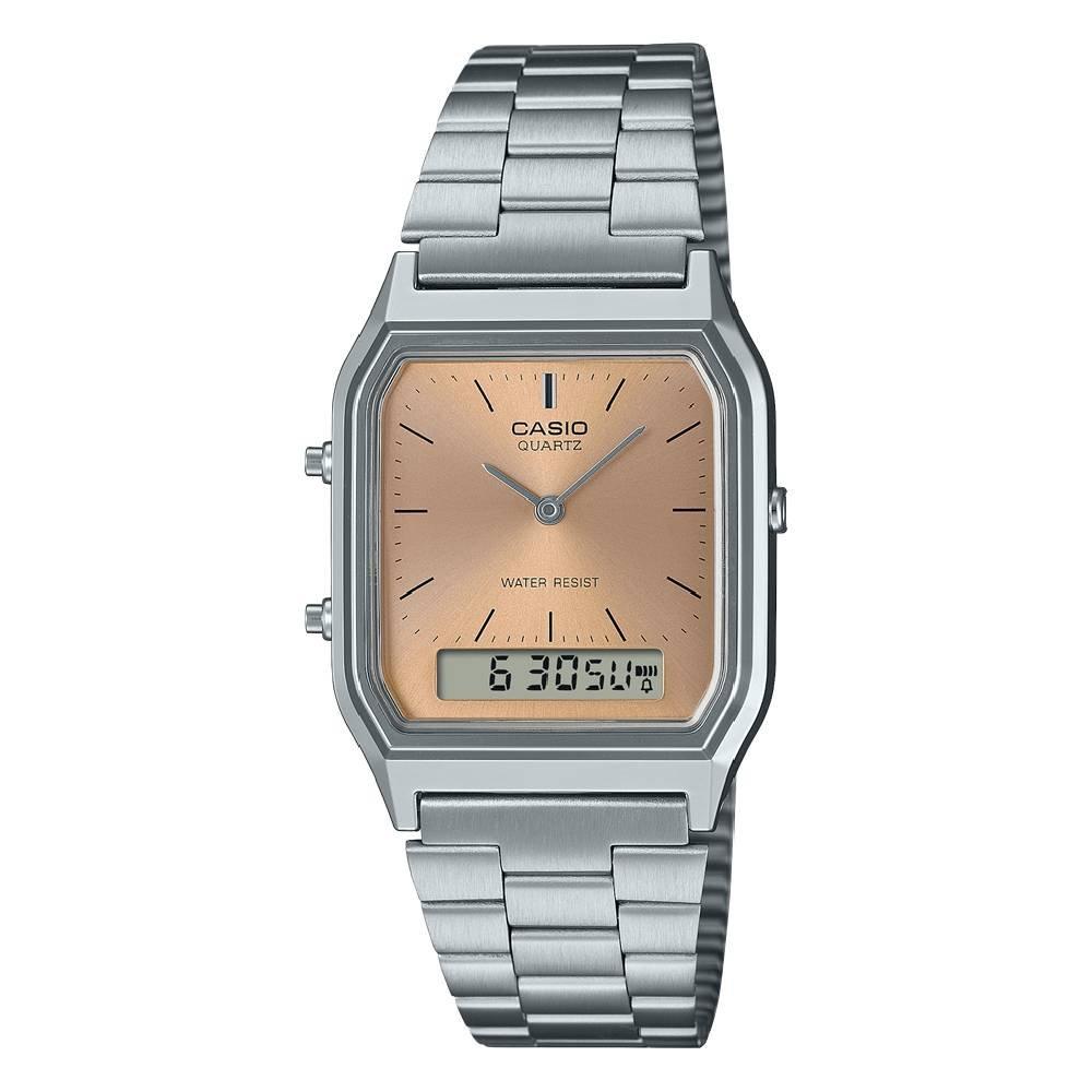 

Casio unisex watch, analog/digital, 39mm, stainless steel strap, aq-230a-4amqydf - silver