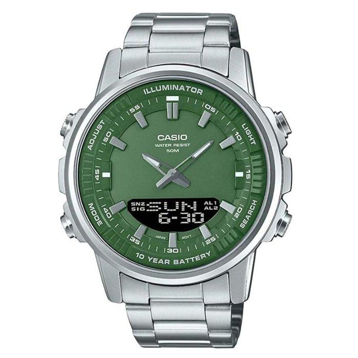 

Casio men’s watch, analog/digital, 47mm, stainless steel strap, amw-880d-3avdf - silver