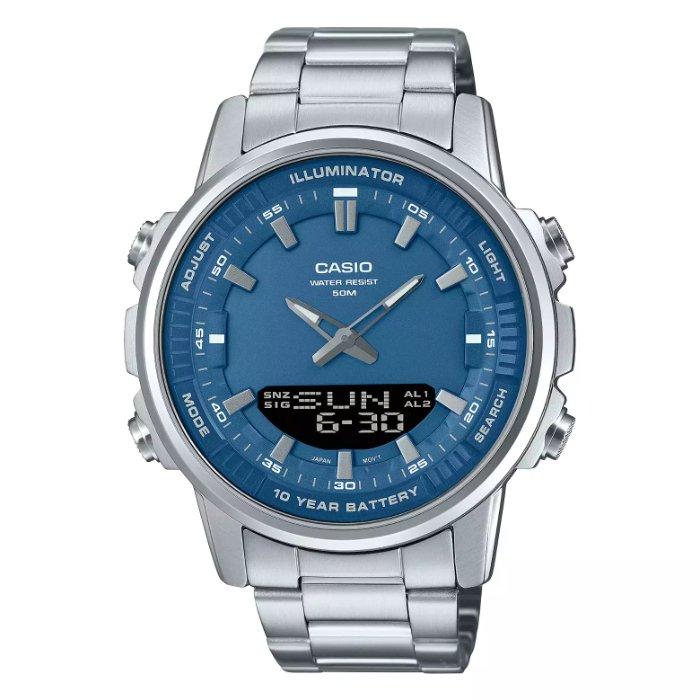 

Casio men’s watch, analog/digital , 47mm, stainless steel strap, amw-880d-2a1vdf - silver