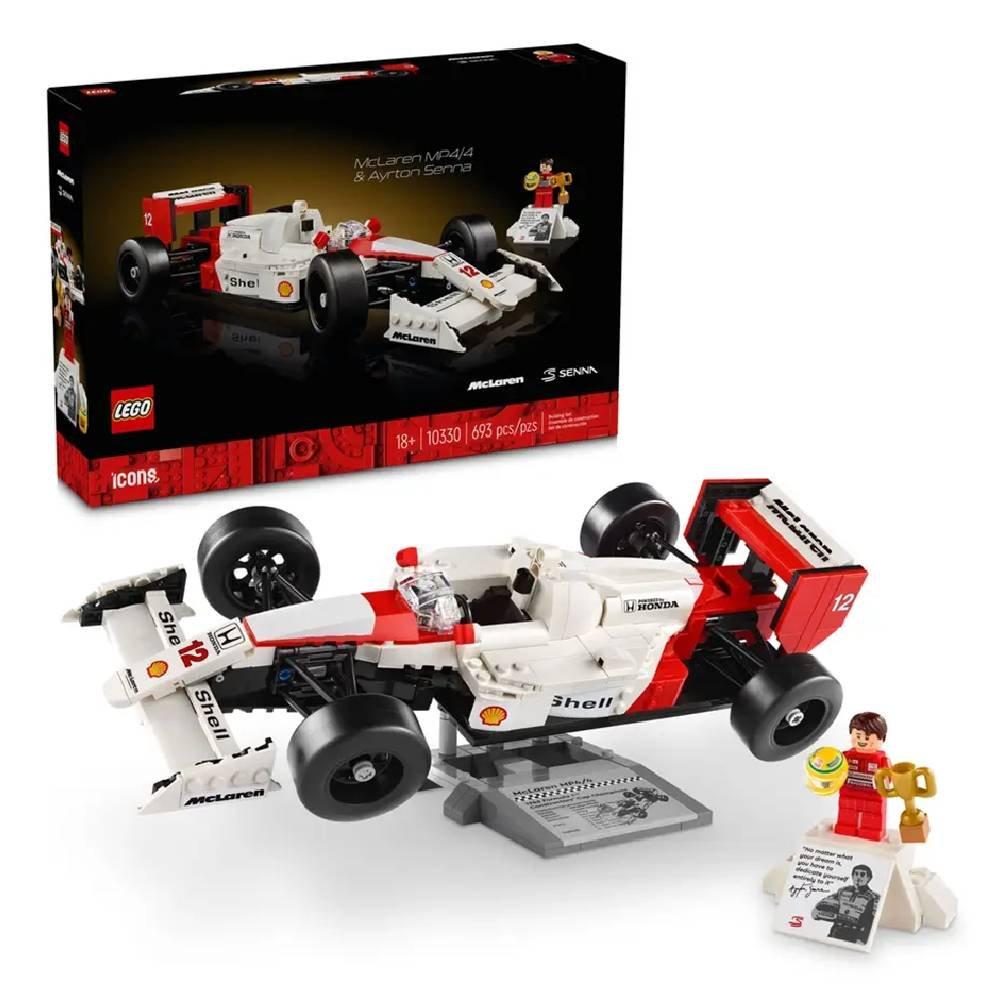 

Lego icons mclaren mp4/4 & ayrton senna minifigure model car kit - white & red
