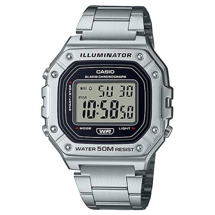 

Casio men's watch, digital, 44mm, metal strap, w-218hd-1avdf - silver