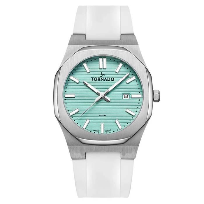

Tornado 40mm watch for men, analog, silicone band, t22002-sswl- white