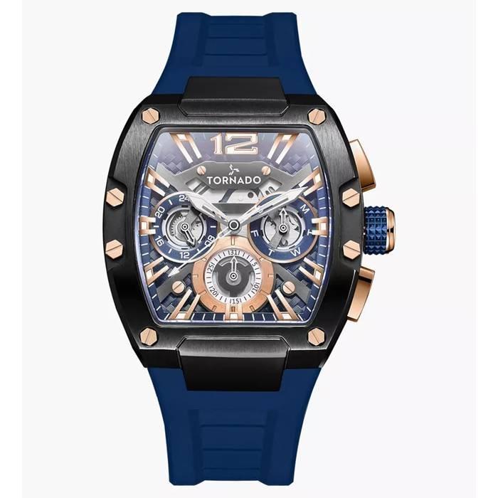 

Tornado watch for men, multi function, 43mm, silicone strap, t23105-bsnnk - blue