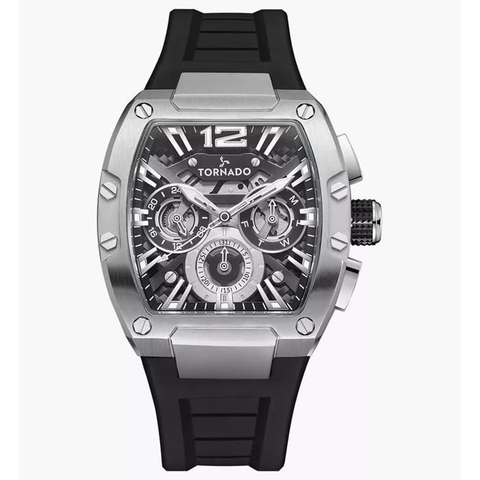 

Tornado watch for men, multi function, 43mm, silicone strap, t23105-ssbb - black