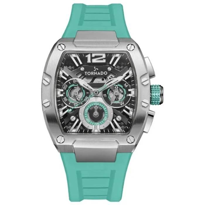 

Tornado watch for men, multi function, 43mm, silicone strap, t23105-bsnnk - green