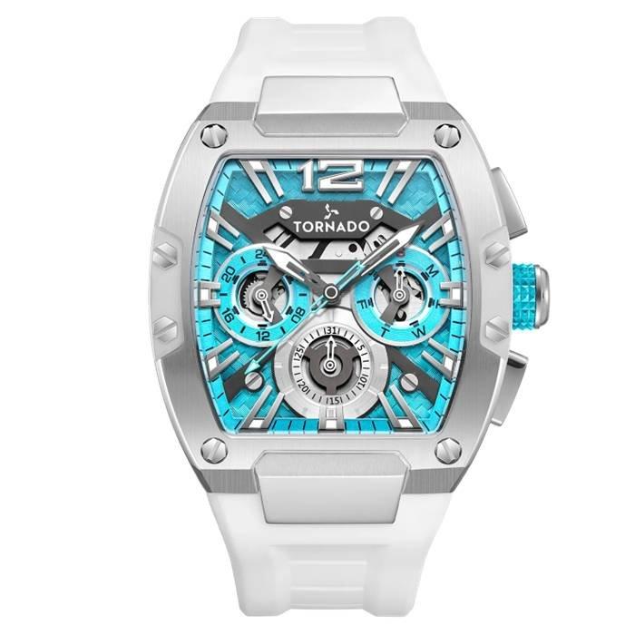 

Tornado watch for men, multi function, 43mm, silicone strap, t23105-sswl - white