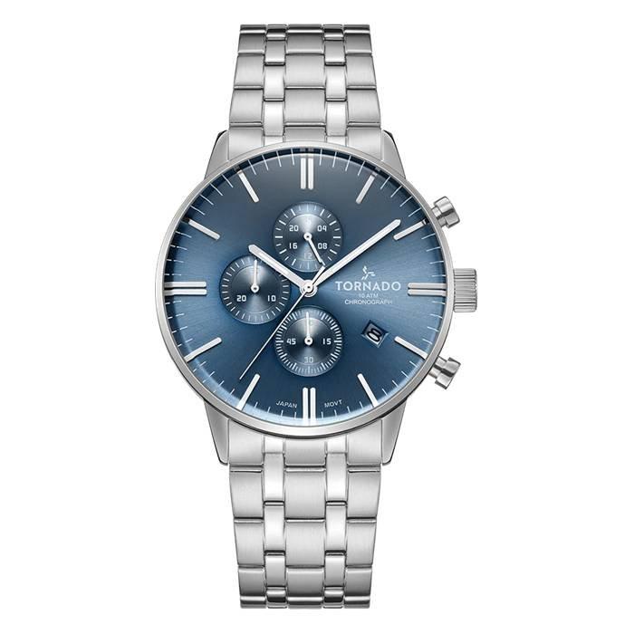 

Tornado watch for men, chronograph, 43mm, stainlesss steel strap, t6102-sbsl - silver