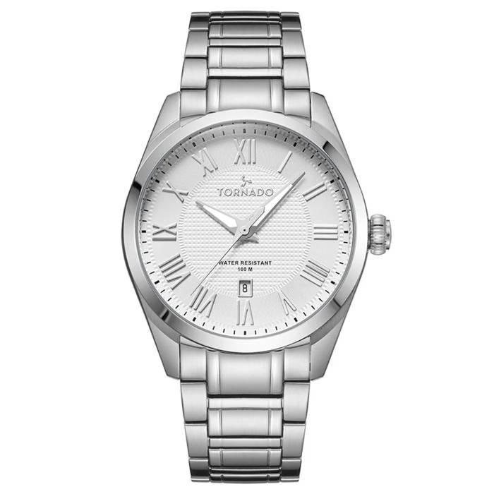 

Tornado watch for men, analog, 42mm, stainlesss steel strap, t8007-sbsn - silver