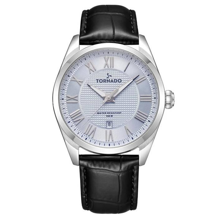 

Tornado watch for men, analog, 42mm, leather strap, t8007-slbl - black