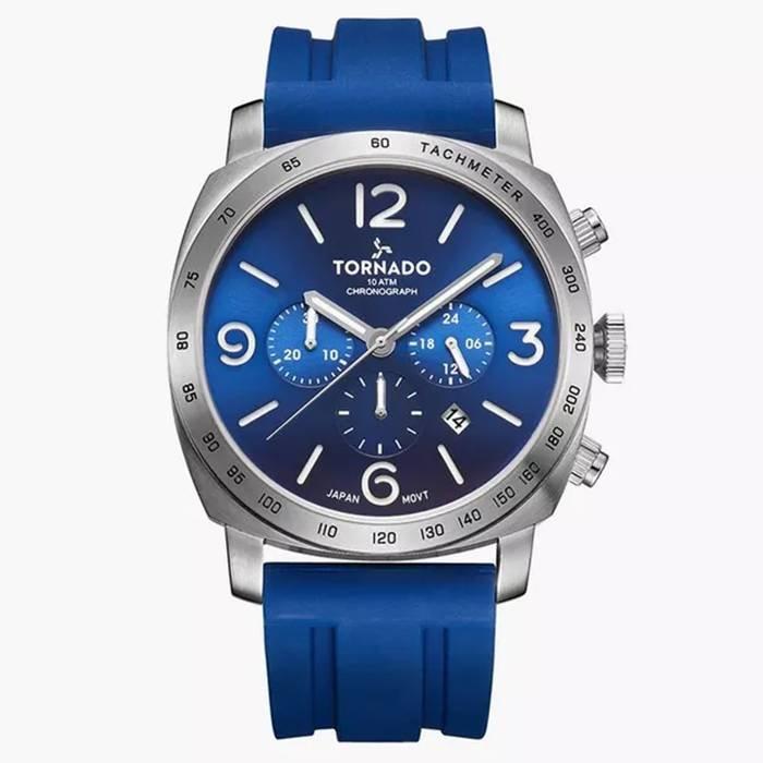 

Tornado watch for men, chronograph, 43mm, silicone strap, t9102-ssnn - blue