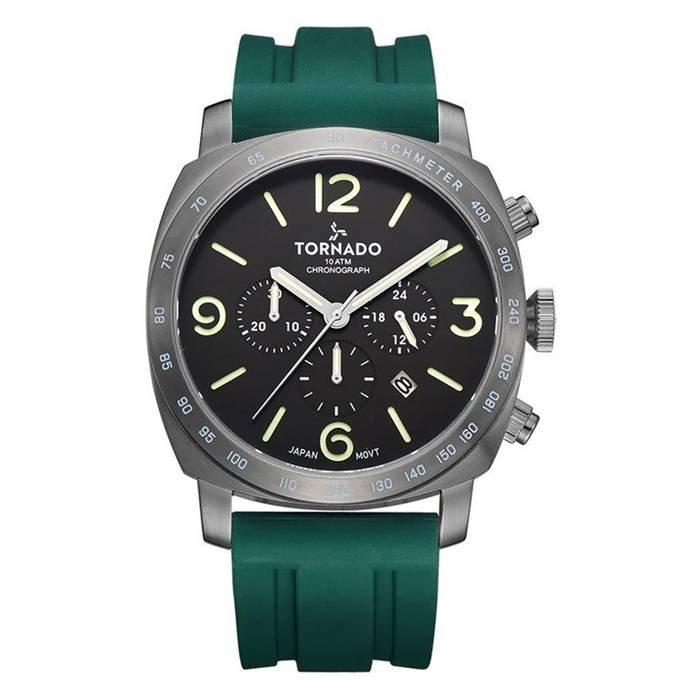 

Tornado watch for men, chronograph, 43mm, silicone strap, t9102-xshb - green