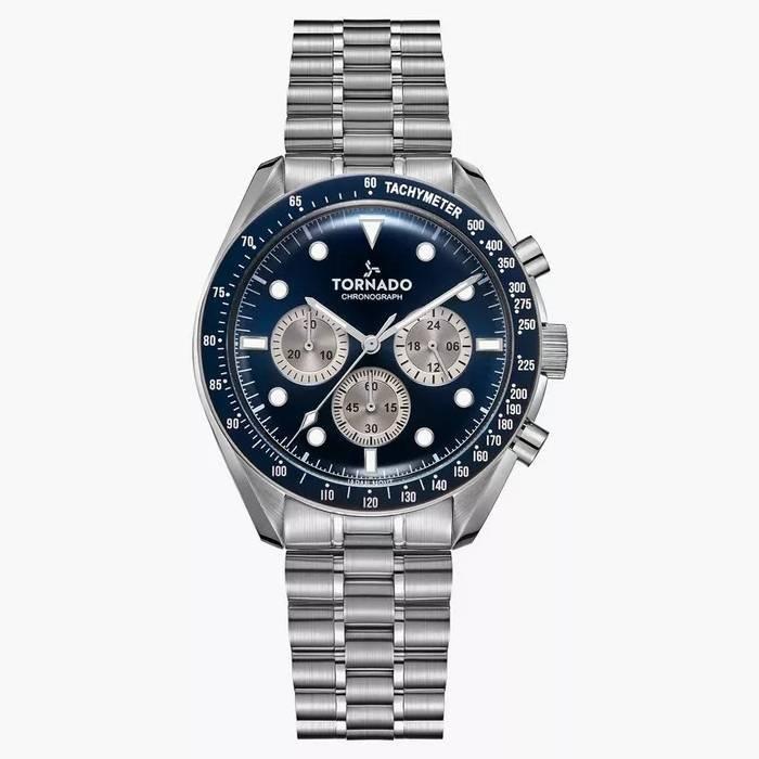 

Tornado watch for men, chronograph, 42mm, stainless steel strap, t22103-sbsn - silver