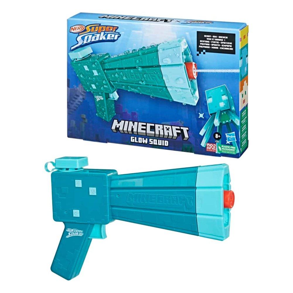 

Nerf super soaker minecraft glow squid water blaster, f7600 - blue