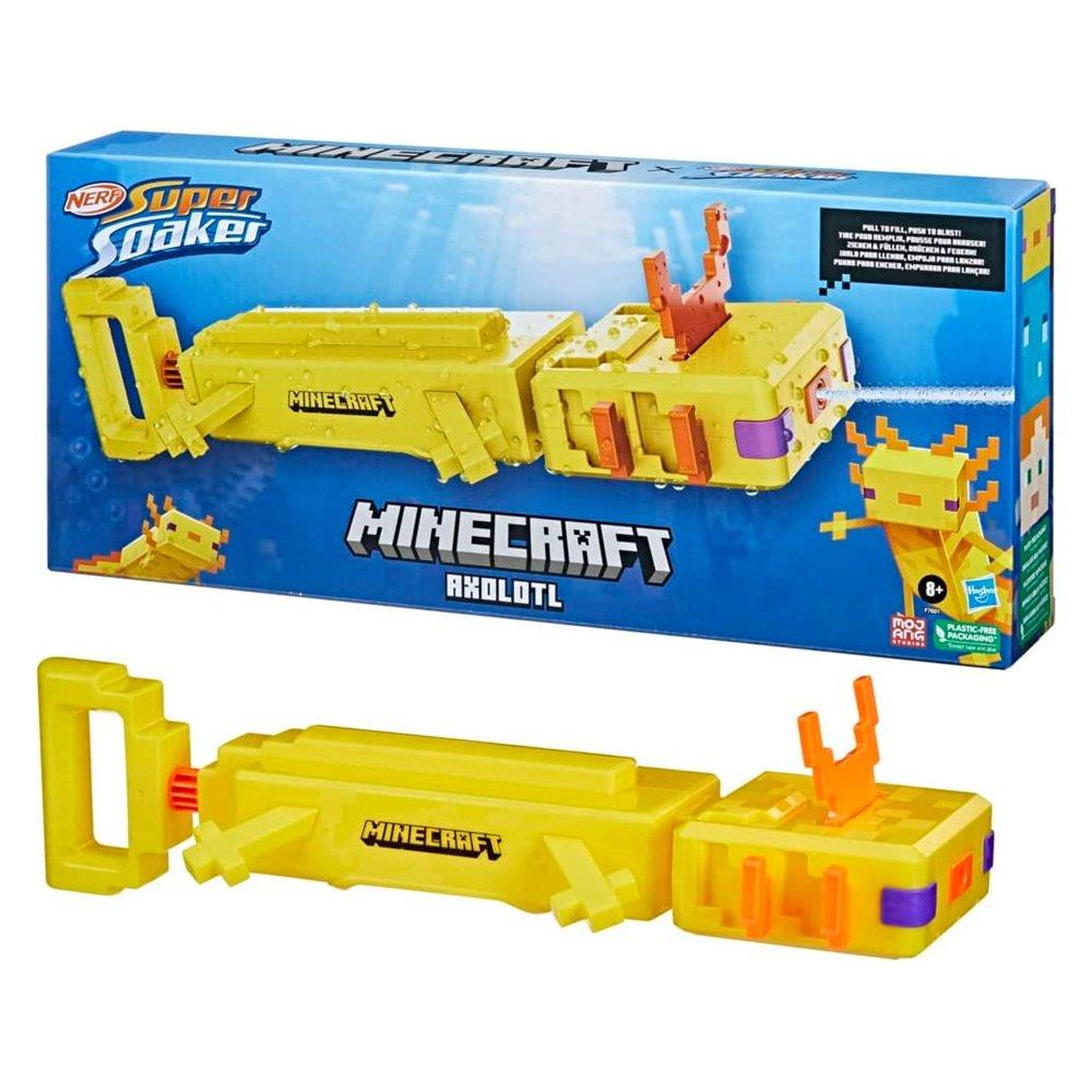 

Nerf super soaker minecraft axolotl water blaster, f7601 - yellow