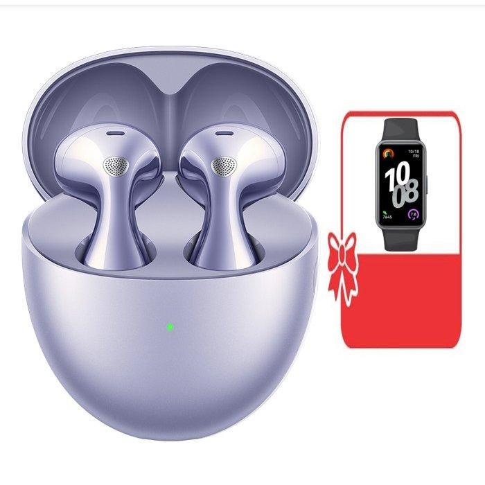 

Huawei freebuds 6 - purple with black smart band 10