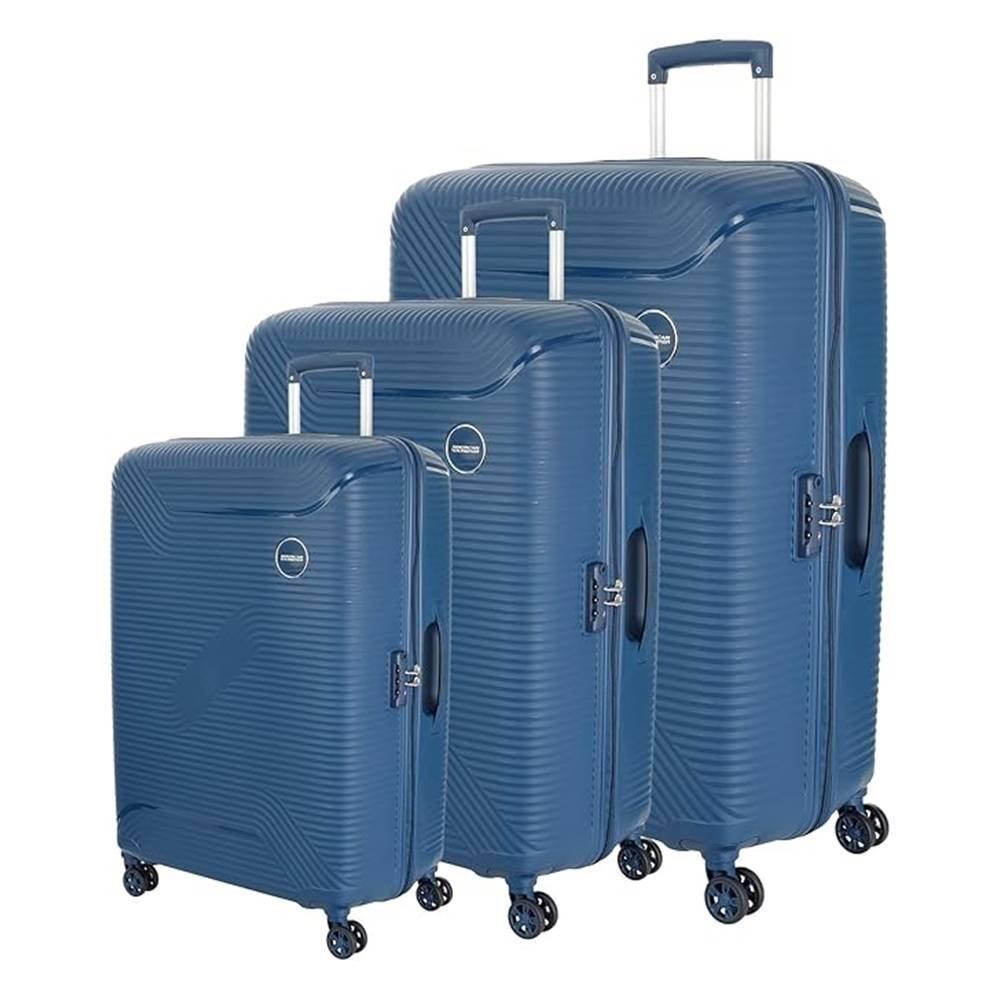 

American tourister maxplus 3pc set hard spinner, sq4x41004 - blue