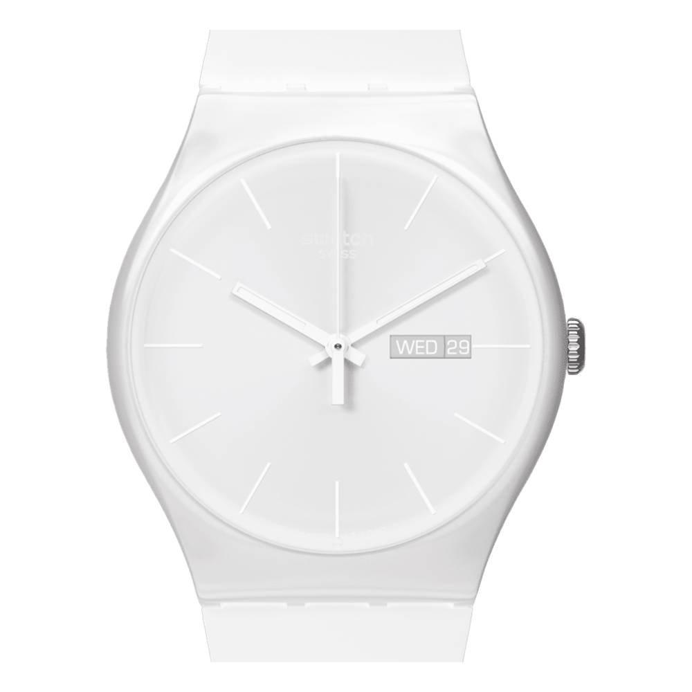 

Swatch white rebel men watch , 41mm, bio-source strap, swaso29w704- white